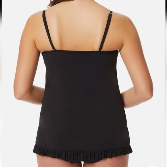 Beyond Control Women Black Twist Front Sweetheart Neckline Ruffle Swim dress 8 - Picture 2 of 16